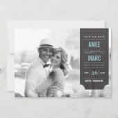 Save The Date Tabulation Noir Moderne Style Chic Photo Enregistr (Devant)