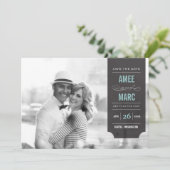 Save The Date Tabulation Noir Moderne Style Chic Photo Enregistr (Debout devant)