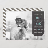 Save The Date Tabulation Noir Moderne Style Chic Photo Enregistr (Devant / Derrière)