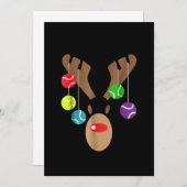 Save The Date Tacky Christmas Tennis Reindeer With Tennis Ball (Devant / Derrière)