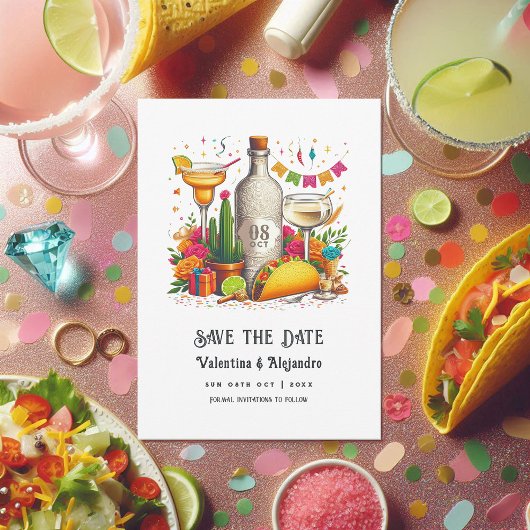 Save The Date Tacos et Tequila Mariage mexicain de la Fiesta