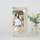 Save The Date Tan Aqua White Beach Photo Wedding Enregistrer la  (Debout devant)