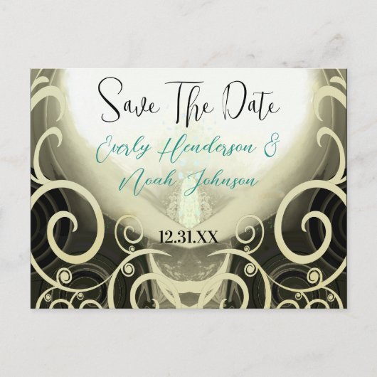 Save The Date - Tan Cala Lily met Swirls Aankondigingskaart (Voorkant)