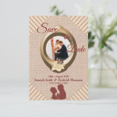 Save The Date Tan - Marsala Vin Texturé Enregistrer la date (Debout devant)