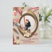 Save The Date Tan - Marsala Vin & torsion de teintes roses (Debout devant)