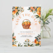 Save The Date Tangerine Orange Citrus QR Code Mariage photo (Debout devant)