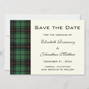 Save The Date Tartan Vintage, motif moderne Davidson pour mariag