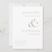 Save The Date Taupe moderne Beige & blanc Ampersand Photo (Devant)
