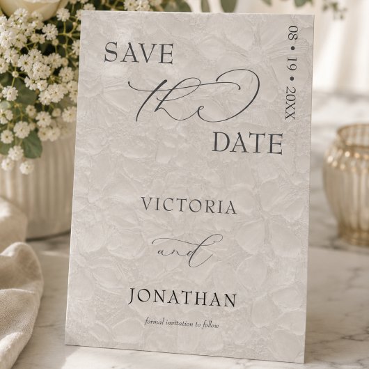 Save The Date Taupe & Noir Simple Élégant 