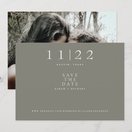 Save The Date Taupe Photo Mariage moderne Enregistrer la date (Devant / Derrière)