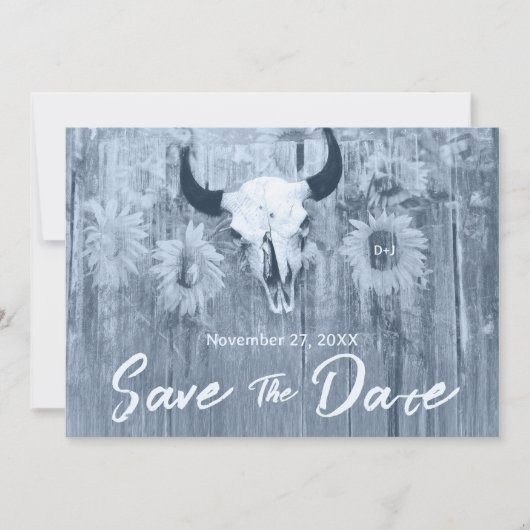 Save The Date Taureau bleu rustique Dusty (Devant)