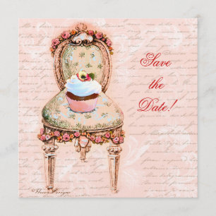 Save The Date Tea Party Cupcake & Chair