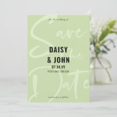 Save The Date Tea vert Moderne Typographie de script Enregistrer (Debout devant)