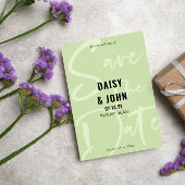 Save The Date Tea vert Moderne Typographie de script Enregistrer