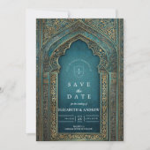 Save The Date Teal Archway Islamic Wedding (Devant)