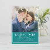 Save The Date Teal Green Blue Simple Minimalist Photo (Debout devant)
