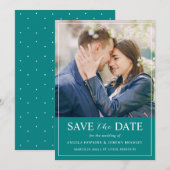 Save The Date Teal Green Blue Simple Minimalist Photo (Devant / Derrière)