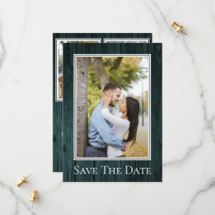 Save The Date Teal Simple Rustique Photo Enregistrer La Date
