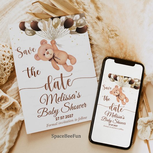Save The Date Teddy Bear Baby shower Nous pouvons à peine attend