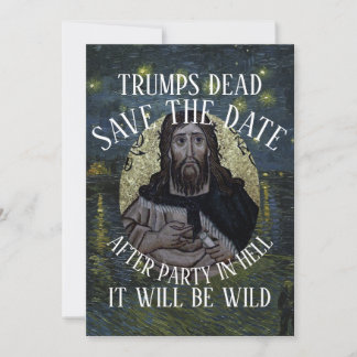 SAVE THE DATE TEE DE FÊTE DE TRUMP MORT HG FV LF