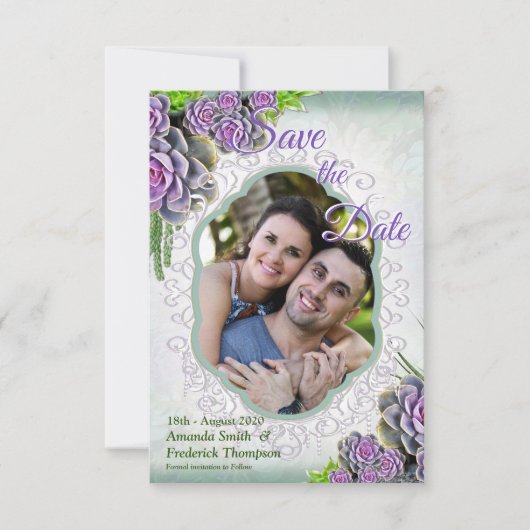 Save The Date Teintes succulentes de SeaGreen, Violet Enregistr (Devant)