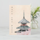 Save The Date Temple japonais et Mariage de fleurs de cerisiers (Debout devant)
