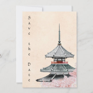 Save The Date Temple japonais et Mariage de fleurs de cerisiers