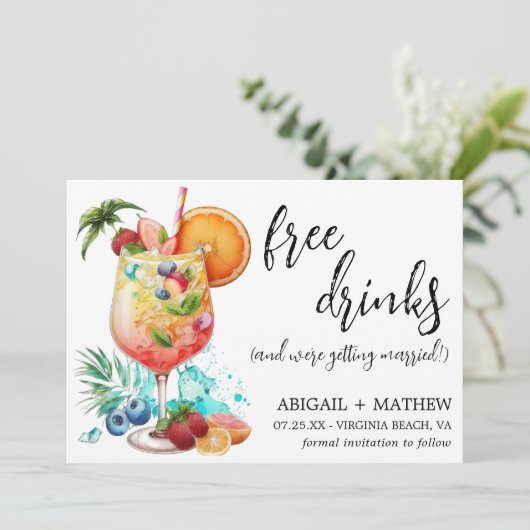 Save The Date Tendance de cocktail de boisson tropicale drôle ph (Debout devant)