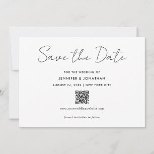 Save The Date Tendance Moderne Simple Noir Et Blanc Manuscrit