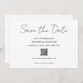 Save The Date Tendance Moderne Simple Noir Et Blanc Manuscrit (Devant / Derrière)