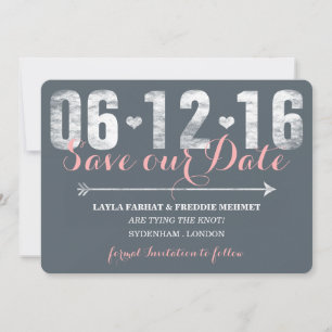 Save The Date Tendance rose & gris Enregistrer la date