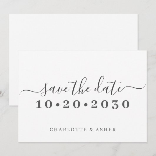Save The Date Tendance Simple Typographie De Script Enregistrer (Devant / Derrière)