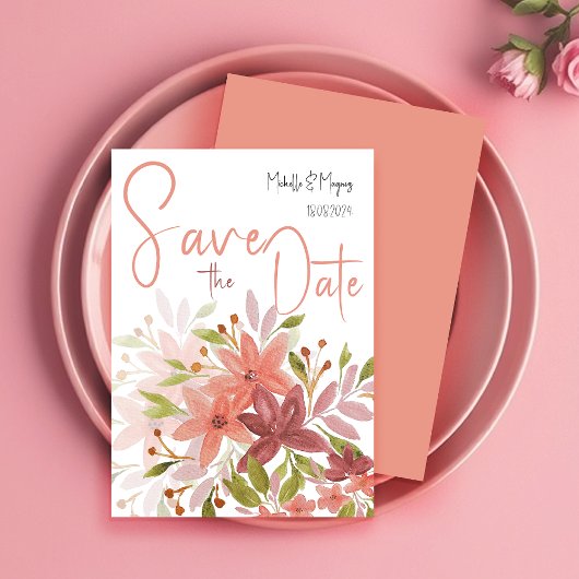 Save The Date Tendre Terracotta Rustique Vert Blush