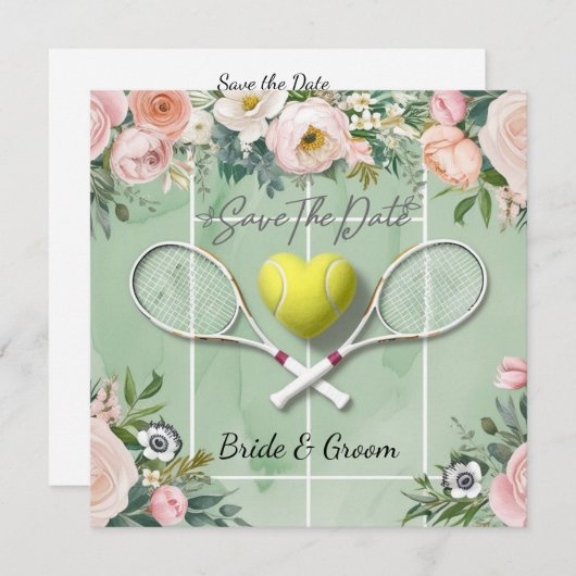 Save The Date Tennis Enregistrer la date pour Joueur mariage aqu (Devant / Derrière)