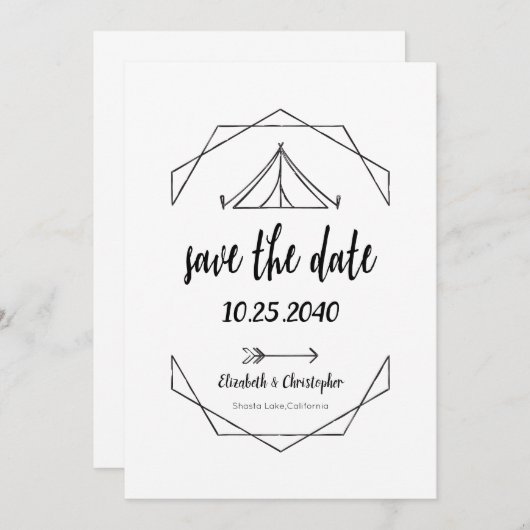 Save The Date Tente De Camping Mariage Extérieur Enregistrer La  (Devant / Derrière)