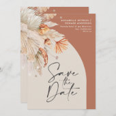 Save The Date Teracotta moderne bohème pampas herbe élégant (Devant / Derrière)