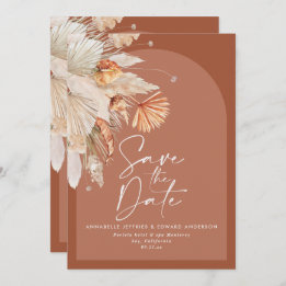 Save The Date Teracotta moderne bohème pampas herbe élégant
