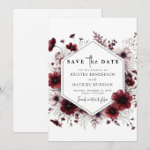 Save The Date Terme Aquarelle Bourgogne Mariage (Devant / Derrière)