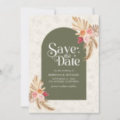 Save The Date Terme Floral Pampas Sage Green Mariage (Devant)