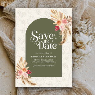 Save The Date Terme Floral Pampas Sage Green Mariage