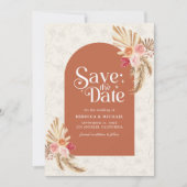 Save The Date Terme Floral Pampas Terracotta Mariage (Devant)