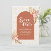Save The Date Terme Floral Pampas Terracotta Mariage (Debout devant)
