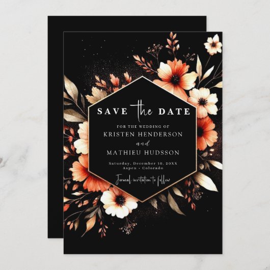 Save The Date Terme romantique Mariage en terre cuite (Devant / Derrière)