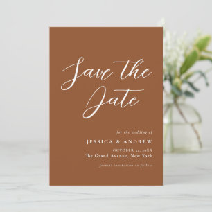 Save The Date Terra Cotta minimaliste et blanc Mariage simple