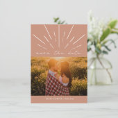 Save The Date Terra Cotta Script Line Art Mariage Photo (Debout devant)