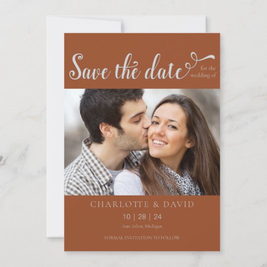 Save The Date Terracotta 2 Photo Mariage Enregistrer La Date (Dos)