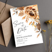 Save The Date Terracotta Aquarelle Floral Boho Élégant Mariage