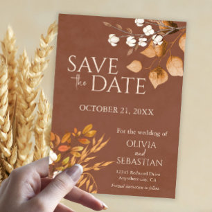 Save The Date Terracotta Automne quitte Boho Mariage de automne