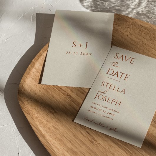 Save The Date Terracotta Beige Boho Chic Earthy Mariage moderne