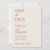 Save The Date Terracotta Beige Boho Chic Earthy Mariage moderne (Devant)